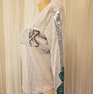 Victoria's Secret Grey Sequin Tee Shirt Tunic Top